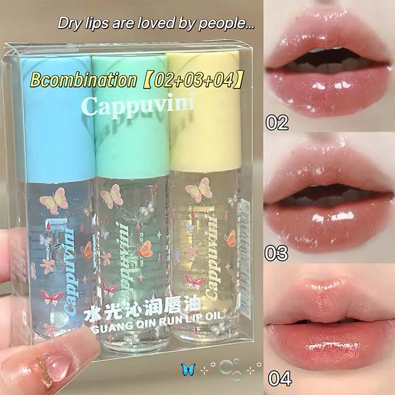 Pelembap Air Lip Gloss Ringan Berkilau Transparan Jeli Cermin Lip Glasir Jernih Hidrasi Menepuk-nepuk Lip Gloss Riasan — image 2