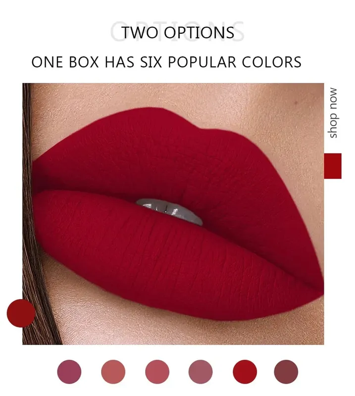 6 teile/satz Lip Gloss Langlebig Wasserdicht Matte Lip Tint Antihaft Tasse Flüssigkeit Lippenstift Geschenk Box Kosmetik Make-Up — image 5