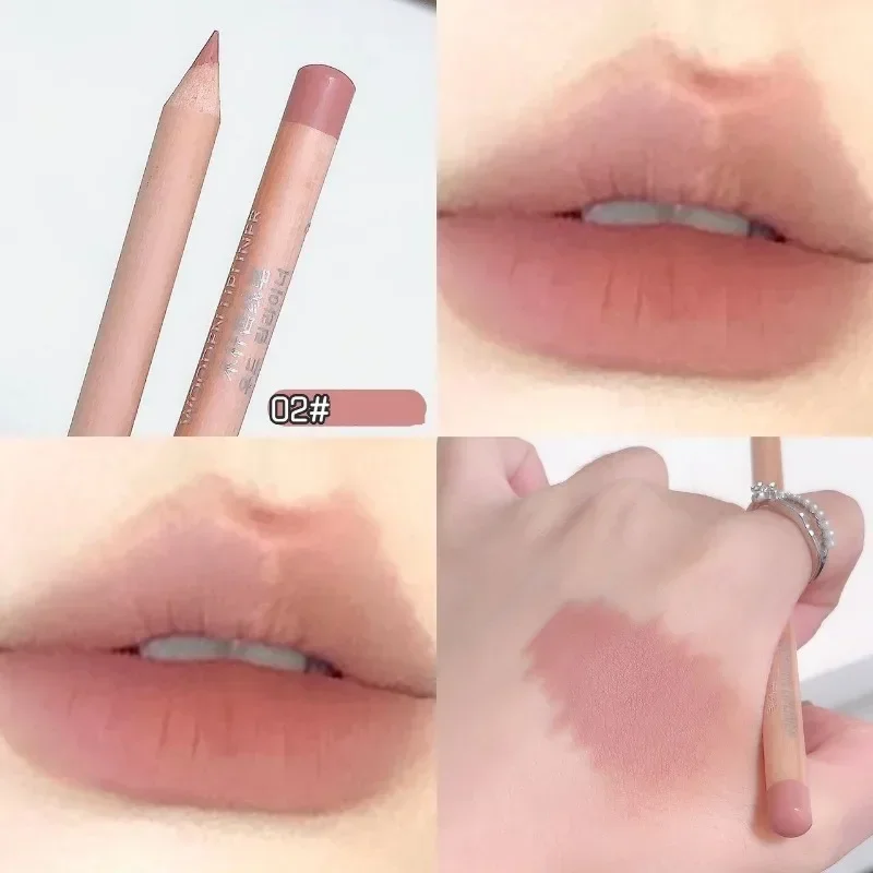 Bean Paste Pink Lip Liner ปากกา Professional Lip Liner ดินสอ Velvet Matte Lip Non-stick Cup Nude ลิปสติกปากกา Contour Line แต่งหน้า