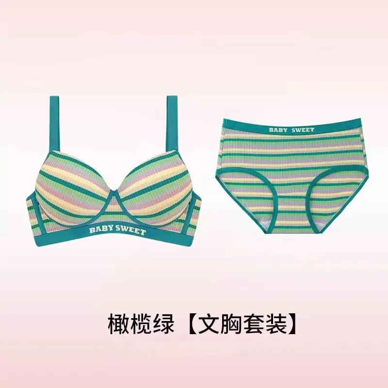 Set reggiseno senza cuciture per donna Bralette modellante a righe arcobaleno Lingerie anti-cedimento e sollevamento busto piccolo vestibilità S-XL — image 12