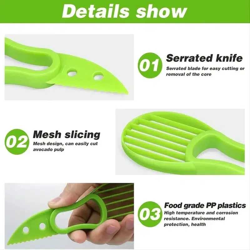 1pc 3 Dalam 1 Alat Penghiris Avokado Pelbagai Fungsi Alat Dapur Pemotong Pitters Avokado — image 9