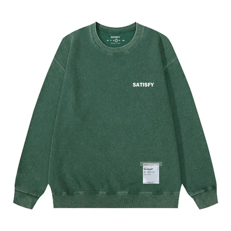 Satisfy SoftCell Men's Round-Neck Sweatshirt Running Distress Member Print Vintage Style Long Sleeve Cotton Sweatshirt with Po — image 23