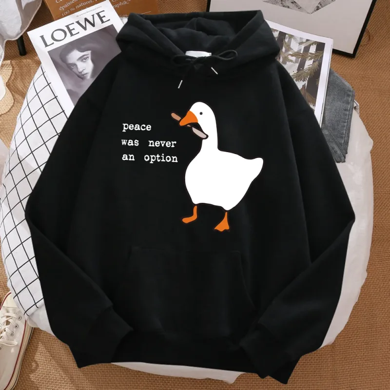 Peace Was Never An Option Printed Hoosie Men Street Oversize Autumn Hooded Hipster Soft Hoodies Hip Hop Warm Sportswears — image 1