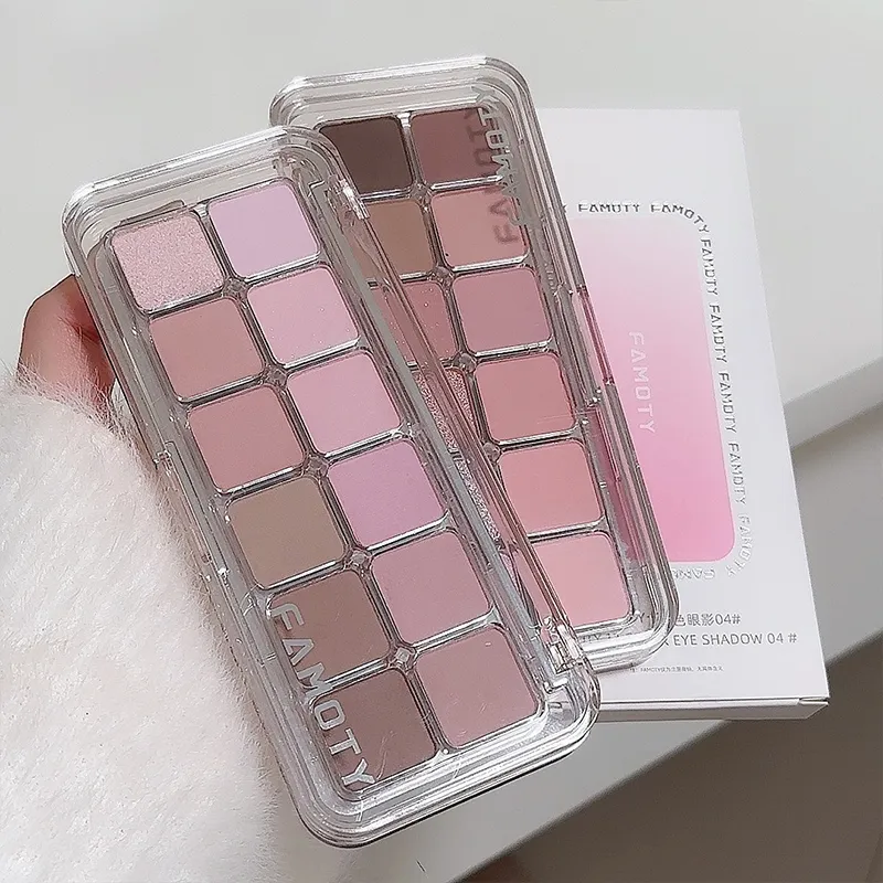 12 สีความอิ่มตัวต่ำ Matte Eyeshadow Palette ชา Apricot Earth Tones Long Lasting Pearlescent Matte Eye แต่งหน้าสำหรับทุกวันใช้ — image 3