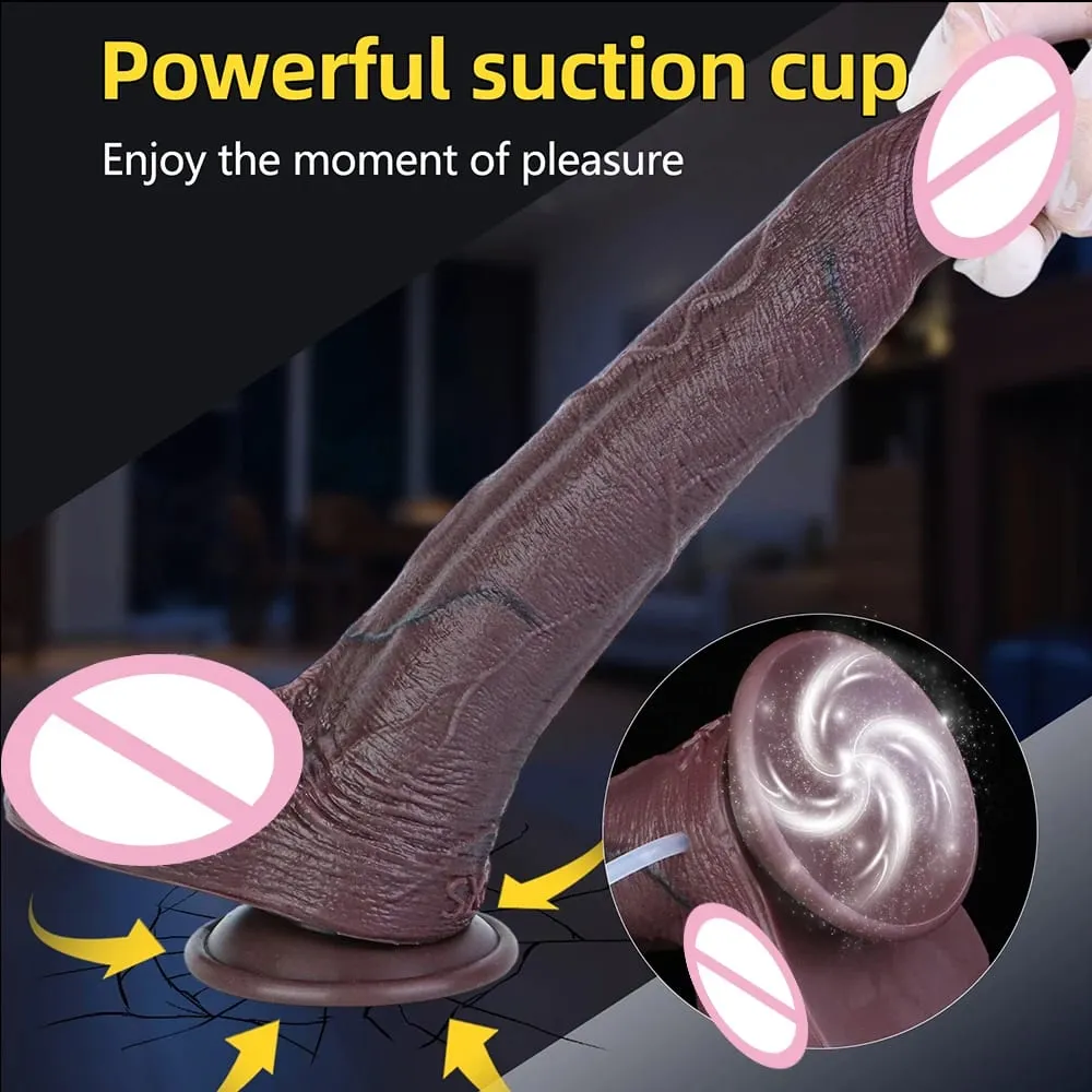 Silicone Sống Động Như Thật Hai Lớp Xuất Tinh Dương Vật Squirting Dài Dương Vật Giả Có Mút Hậu Môn Đồ Chơi Dành Cho Nam Nữ Masturbator — image 6