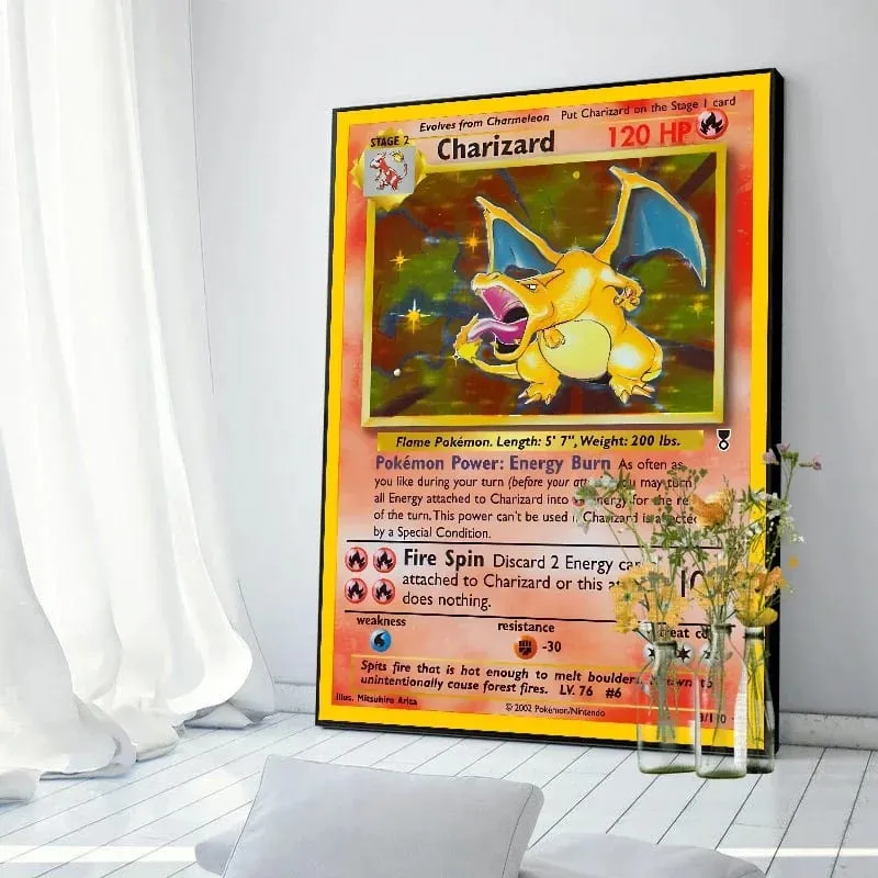 Pokemon Basis ชุด 1996 จาก Engels การ์ด Shining โปสเตอร์ภาพวาดผ้าใบพิมพ์สีน้ำ Wall Art ภาพตกแต่งบ้านของขวัญ