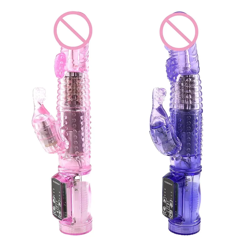 Dildo Rabbit Vibrator Masturbator G Spot 12 ความเร็วการสั่นสะเทือนมอเตอร์คู่นวด Clitoris หมุน Stimulator ของเล่นเพศหญิง — image 3