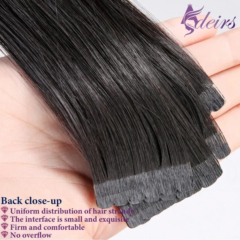 Mini bande dans les Extensions de cheveux Extensions de cheveux vraiment humains bande Invisible noire brune blonde en droite 16 "-26" pour Salon — image 5