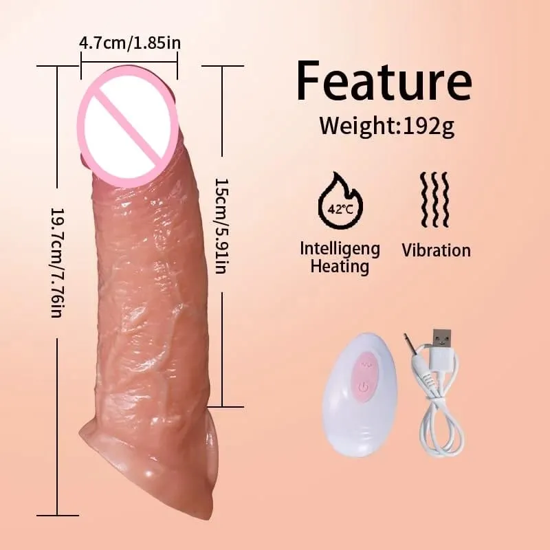 Penis Sleeve Cock Vibrator Realistic Penis Extender Vibrating Cock Ring 10Mode Remote Control Soft Silicone Penis for Men Couple — image 3
