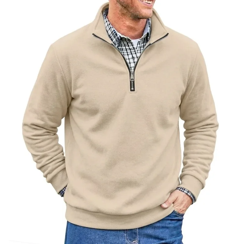 Männer Frühling und Herbst Half Zip Pullover Sweatshirts Einfarbig Outdoor Casual Tops Langarm Hoodie für Sport und Alltag — image 6