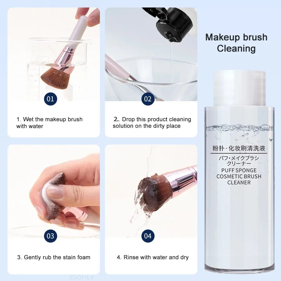 50/80/100ml 메이크업 브러쉬 스폰지 청소 액체 메이크업 계란 스폰지 에어 쿠션 퍼프 메이크업 도구 가벼운 투명 젤 클리너 — image 4