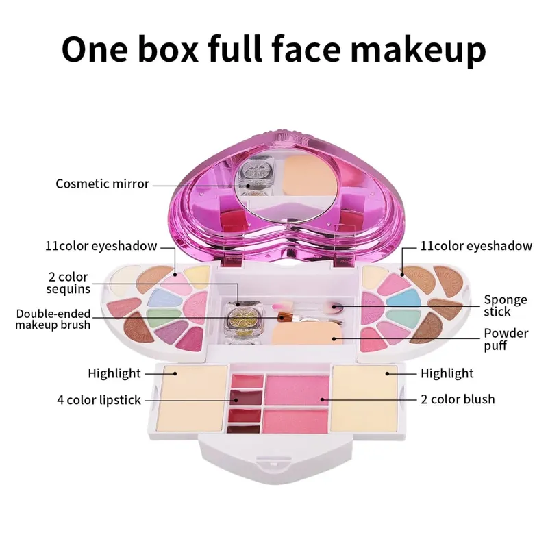 Kit trucco Set completo per donna Multifunzionale Tutto in una scatola 32 colori Cipria Ombretto Evidenziatore Pennello Tavolozza trucco — image 4