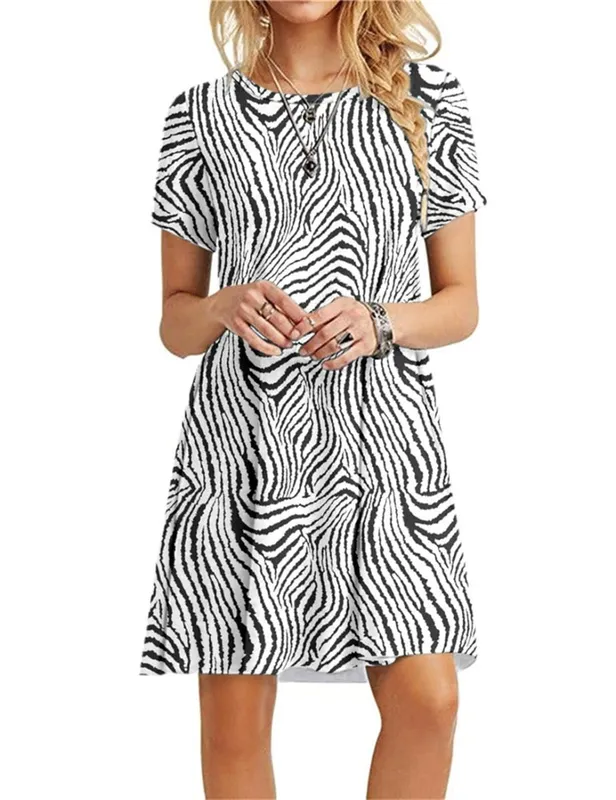 Leopard Muster Frauen 3D Druck Mode Kleider Kurzarm Sommer Lose Beiläufige Kurze Kleid Streetwear Damen Mini Kleid — image 3