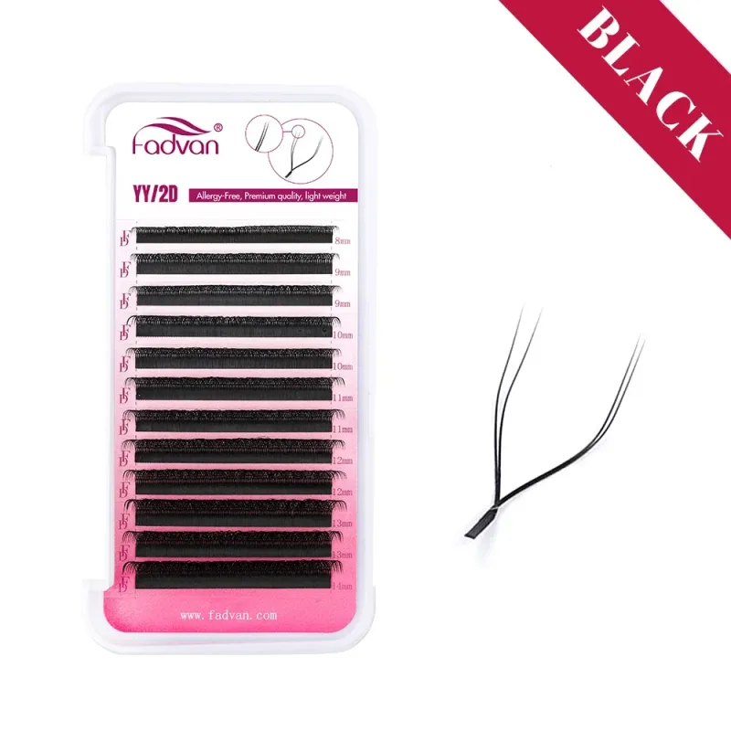 Fadvan prodlužování umělých řas tvaru Y YY hnědá/černá C/D/L/LU/L+ Curl Fox Eye