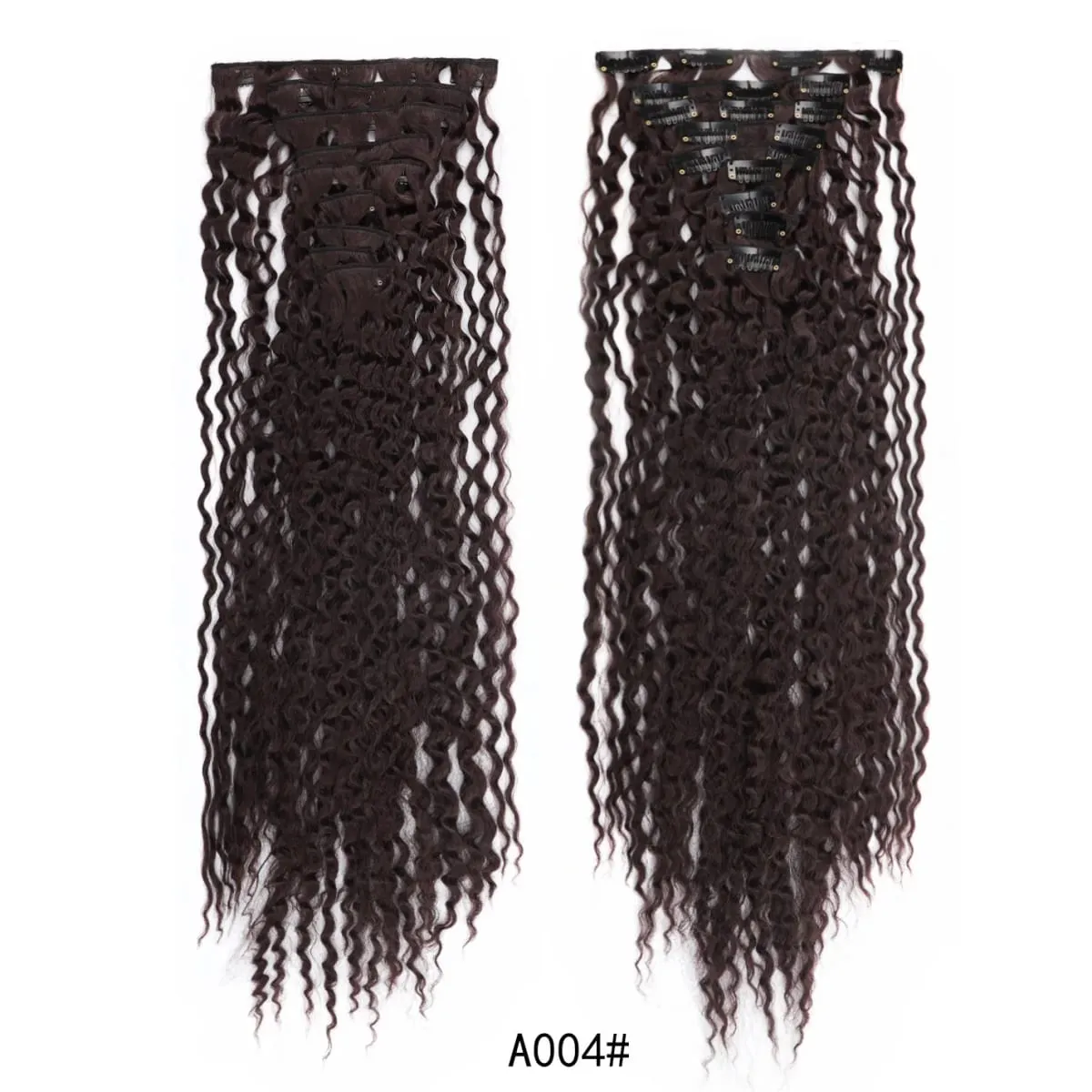 9PCS Klip Dalam Kit Sambungan Rambut Panjang Lembut Kerinting Sambungan Rambut Sintetik Kinky Curly Potongan Kepala Penuh Palsu untuk Wanita — image 9