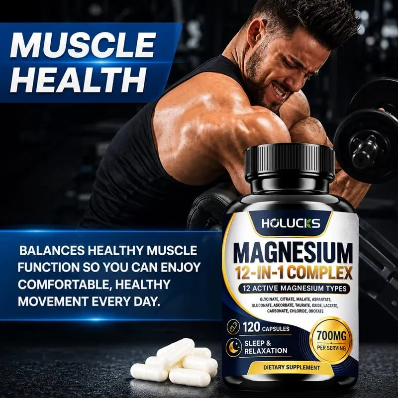 Magnesium Complex 700mg 12 dalam 1 Suplemen Menyokong Jantung & Tulang Bantuan Kesihatan Bantuan Relaksasi Meningkatkan Kekuatan Otot Meningkatkan Imun — image 5