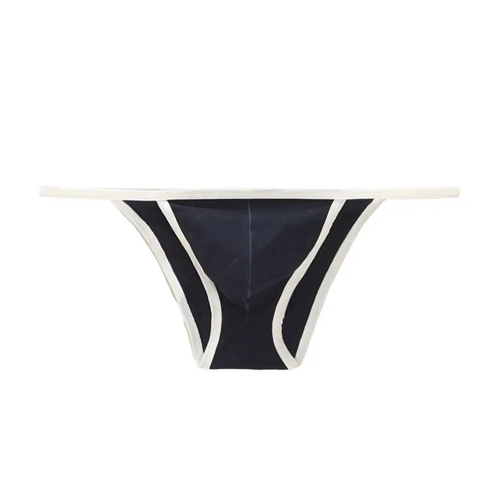 Men Sexy Briefs Cotton Low Rise Breathable String Bikini Contoured Pouch Bulge Jersey Color Erotic Slim Fit Thin T-back Thong