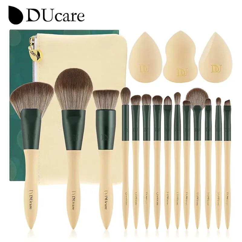 مجموعة فرش مكياج احترافية من DUcare مكونة من 10-32 قطعة طقم مكياج من الشعر الصناعي وكريم الأساس وظلال العيون القوية وأدوات التجميل — image 12