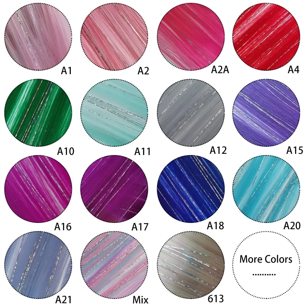 Estensioni per capelli colorati Orpelli misti argento Clip sintetica nei capelli Parrucchino arcobaleno Punti salienti della festa per le donne Ragazze — image 7