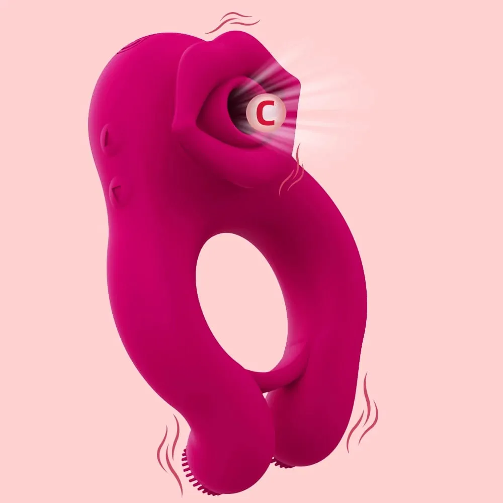Menghisap Lidah Menjilat Kelentit Perangsang Ejakulasi Tertunda Ejakulasi Cincin CockCincin Perangsang Kelentit Skrotum Massager Erotik SeksMainan untuk Pasangan — image 1
