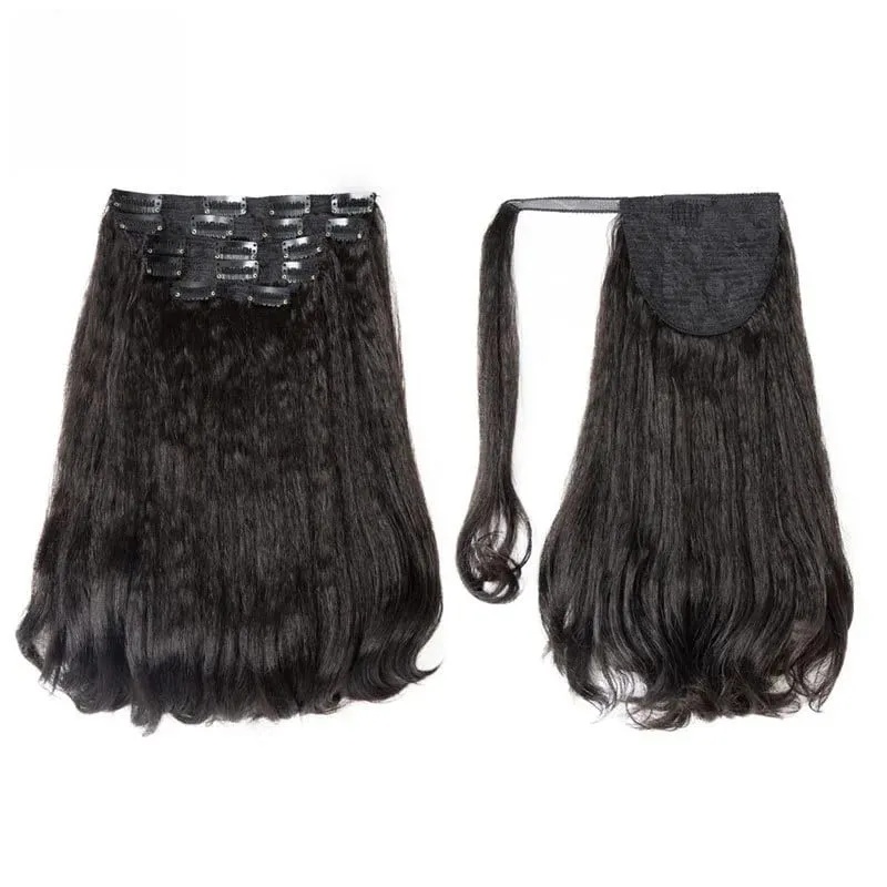 Blice Wrap Around Kinky Straight Tail Warping Curl Synthetic Fluffy 6PCS All-In-One 17Clips-In Haarverlängerungs-Haarteile — image 7