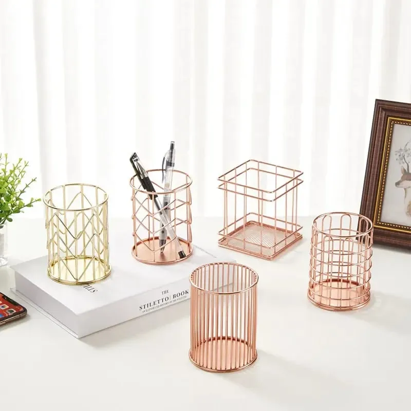Kosmetika Sminkborstar Förvaringslåda Cylindrisk Etui Förvaring Läppstift Borst Pennhållare Organizer Smidesjärn Penna Förvaring — image 1