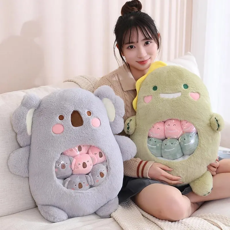 Petits jouets à l'intérieur, 6 pièces, mignon Panda Koala lapin dinosaure animaux de dessin animé, oreiller en peluche doux, coussin de canapé en peluche, oreiller de décoration intérieure — image 6