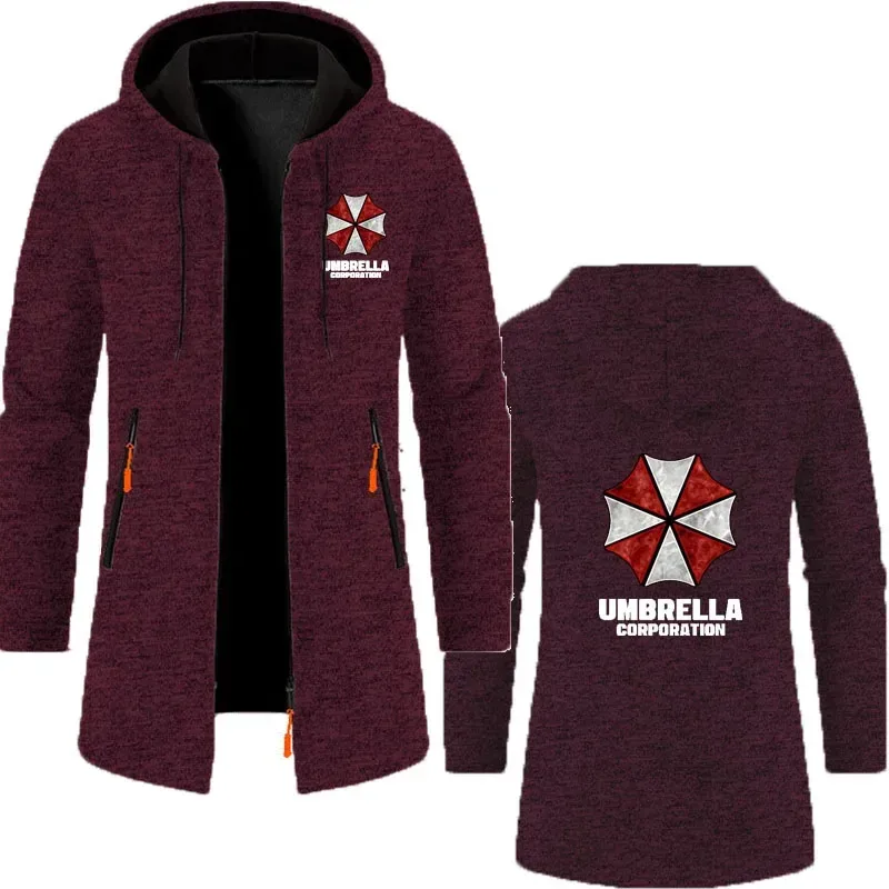 Umbrella company Men's long Hoodies Spring And Autumn Solid Color Zipper Pullover Comfort Harajuku Top Sweatshirts — image 5