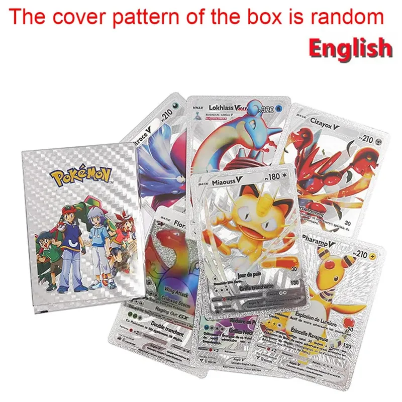 55PCS Pokemon Cards Vmax GX Gold Foil Flash Box Party Interactive Game English Spanish Colorful Game Battle Collection Card Gift — image 8