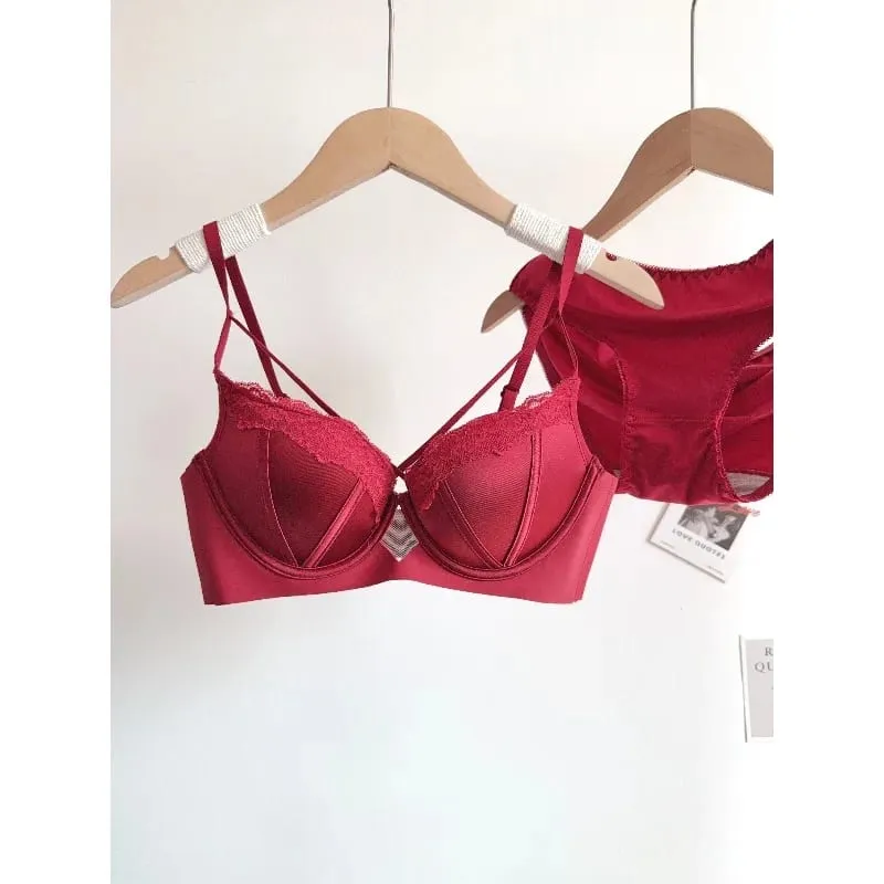 Französisches Spitzen-Push-up-BH-Set, gepunktet, kleine Körbchenformung, süße sexy erotische Dessous, Komfort-Bügel, Damen-Intimbekleidung, S-XL — image 3
