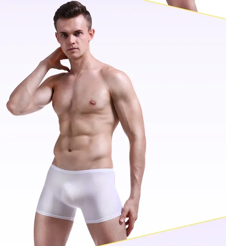 Eisseidenunterwäsche für Herren, nahtlos, ultradünn, transparent, Boxershorts, sexy, einteilig, Sommer, atmungsaktiv, Jugendflut, vier Ecken — image 17