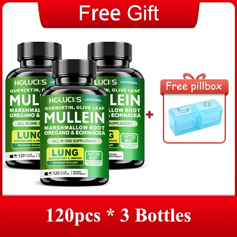 Viên nang chiết xuất từ lá Mullein cao cấp với Vitamin C Hỗ trợ long đờm Làm dịu đường thở & Giảm kích ứng Sức khỏe phổi — image 8