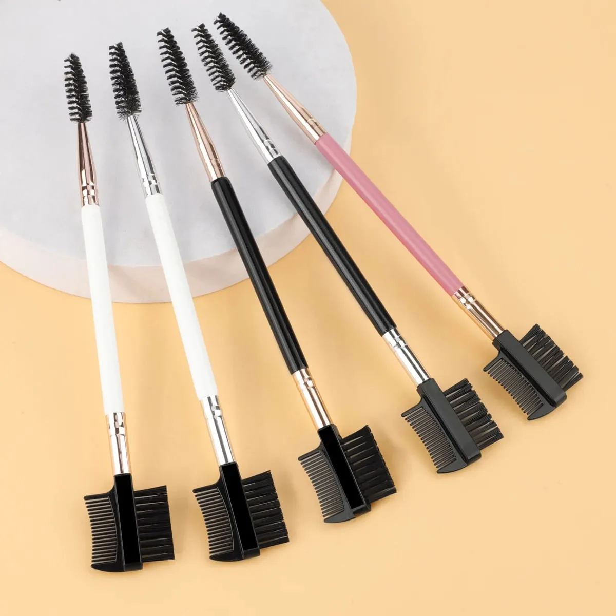 1/2/5 Chiếc 3 Đầu Lông Mày Mi Shaper 2 Đầu Bàn Chải Trang Điểm Chải Lông Dụng Cụ Đựng Mỹ Phẩm Với 3 Bàn Chải Spoolie Khác Nhau — image 1
