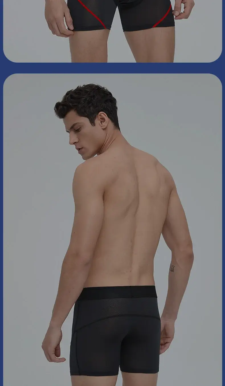 Bullet-Type Separated Sports Underwear for Men in Summer Thin Ice Silk Long Boys Running Extended Anti-Wear Leg Boxer Briefs — image 3
