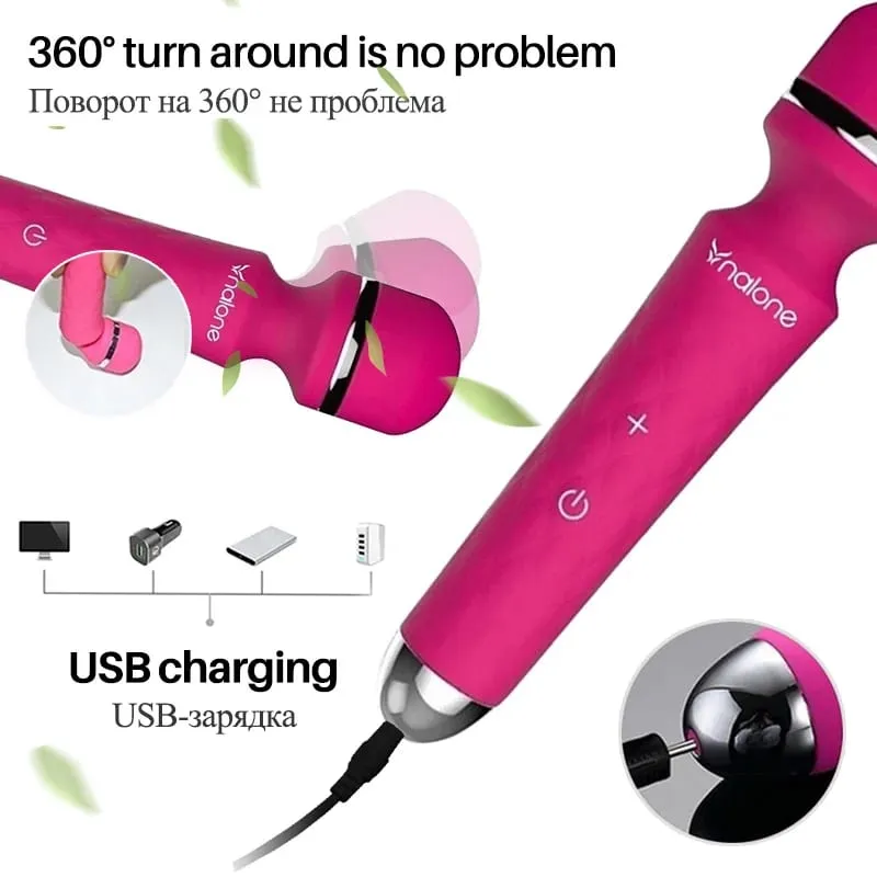Nalone Rock ที่มีประสิทธิภาพ Clitoris Vibrator ชาร์จ USB Magic Wand AV Vibrator เครื่องนวดผลิตภัณฑ์ทางเพศเพศเร้าอารมณ์ของเล่นสำหรับผู้หญิง — image 4