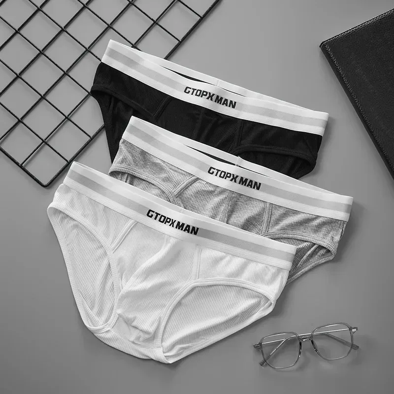 3 Pak Pakaian Dalam Pria Satu Lapis Musim Panas Celana Dalam Bertingkat Rendah untuk Pria Celana Dalam Elastis Nyaman Cocok Ropa Interior Hombre — image 1