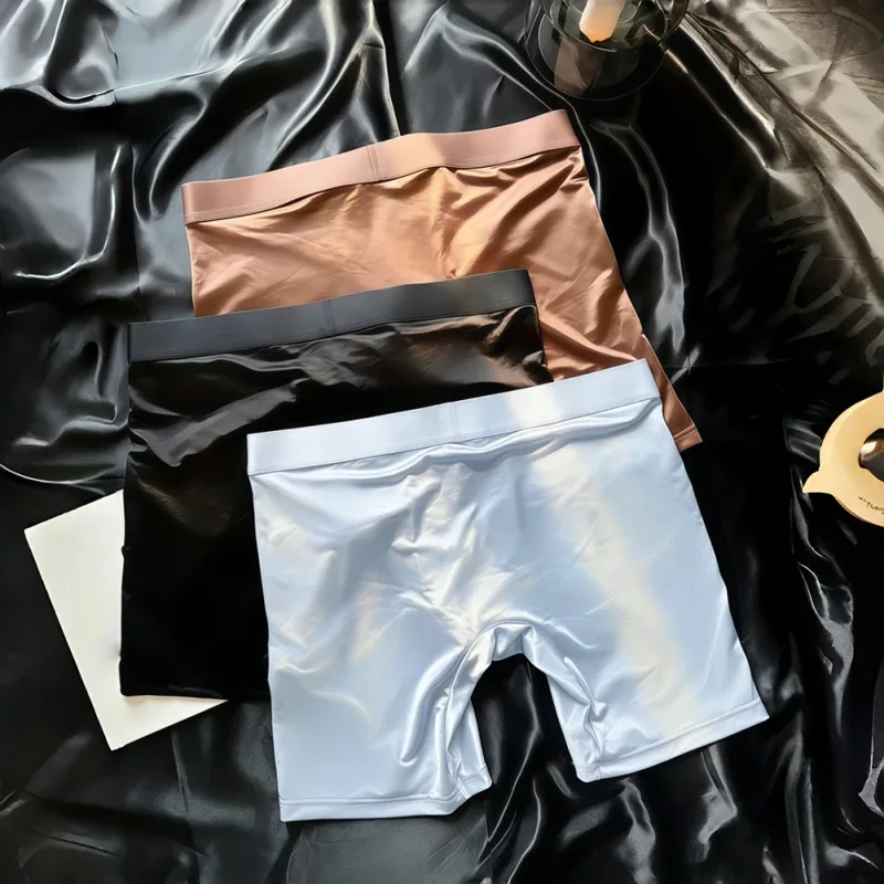 Herren-Unterwäsche, Boxer, Mann, solide, schlanke Eisseide, verlängertes Bein, Boxershorts, Ropa, mittlere Taille, Sporthöschen, männliche Unterhose — image 6