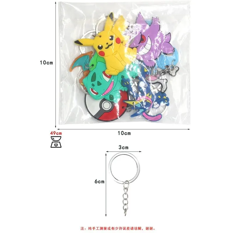 8pcs Pokemon Pikachu KeyChain Schoolbag Pendant Decoration Key Holder Anime Decor Key Buckle Birthday Party Favors Decorations — image 3
