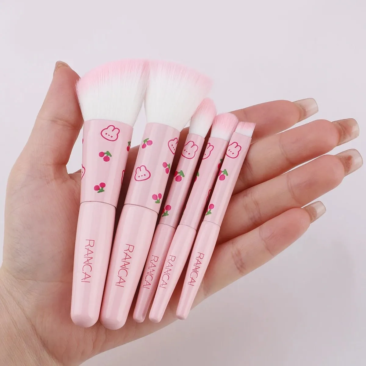 5 Keping Set Berus Mekap Padat Comel Dengan Berus Premium Sarung untuk Alat Kecantikan Aplikasi Pemerah Mata Bedak Tanpa Cacat — image 4