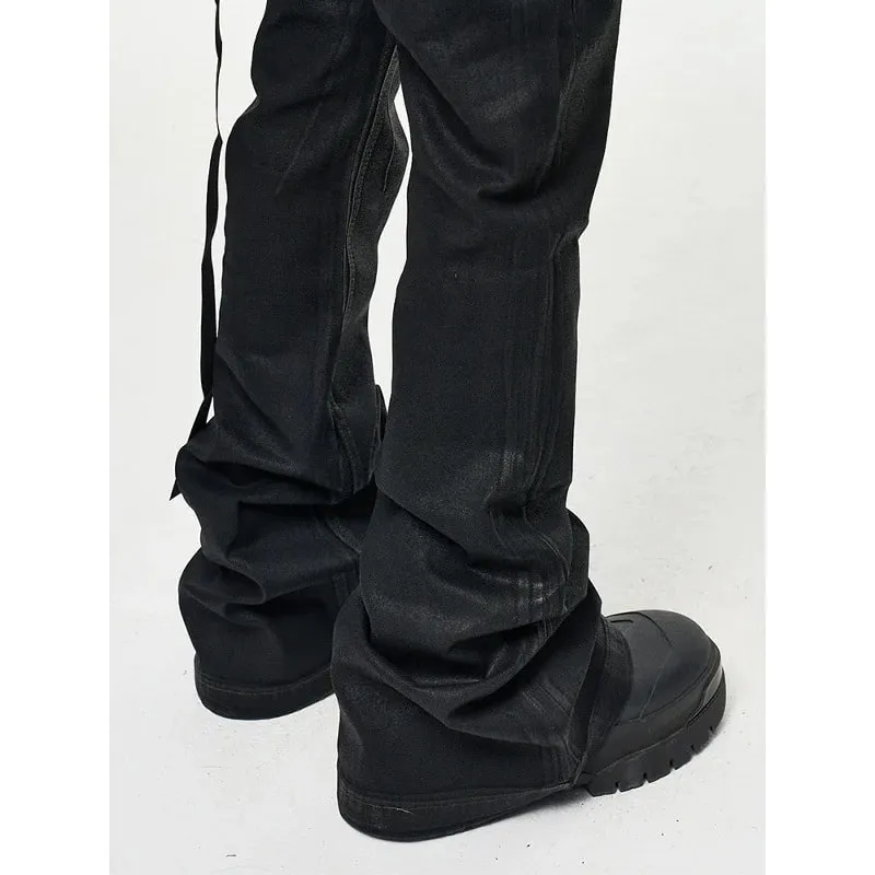 Jeans Panjang Lantai Berkobar Mikro Dilapisi High Street 2026 untuk Pria Celana Wax Mikro-elastis Longgar Pakaian Jalanan Retro — image 5