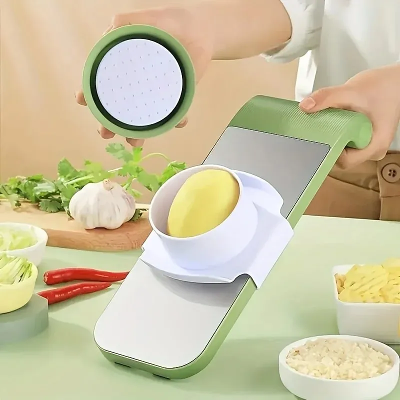 7pcs 스테인레스 스틸 다기능 야채 슬라이서 및 교환 가능한 블레이드가있는 강판 세트 수동 주방 가제트 도구 키트 — image 5