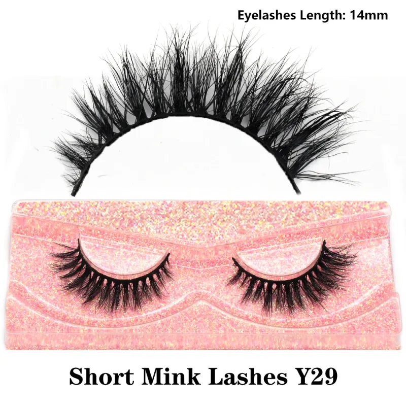 Mink จริงปุยสั้น Eye Lashes Extension Wispy นุ่มธรรมชาติขนตาปลอมสั้นสวมใส่ทุกวัน Full Strip Lashes แต่งหน้า — image 42