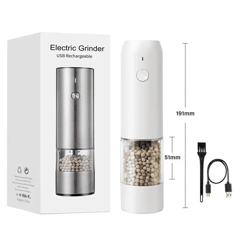 Conjunto elétrico automático de moedor de sal e pimenta, recarregável com usb, moedor de especiarias ajustável, ferramentas de cozinha — image 11
