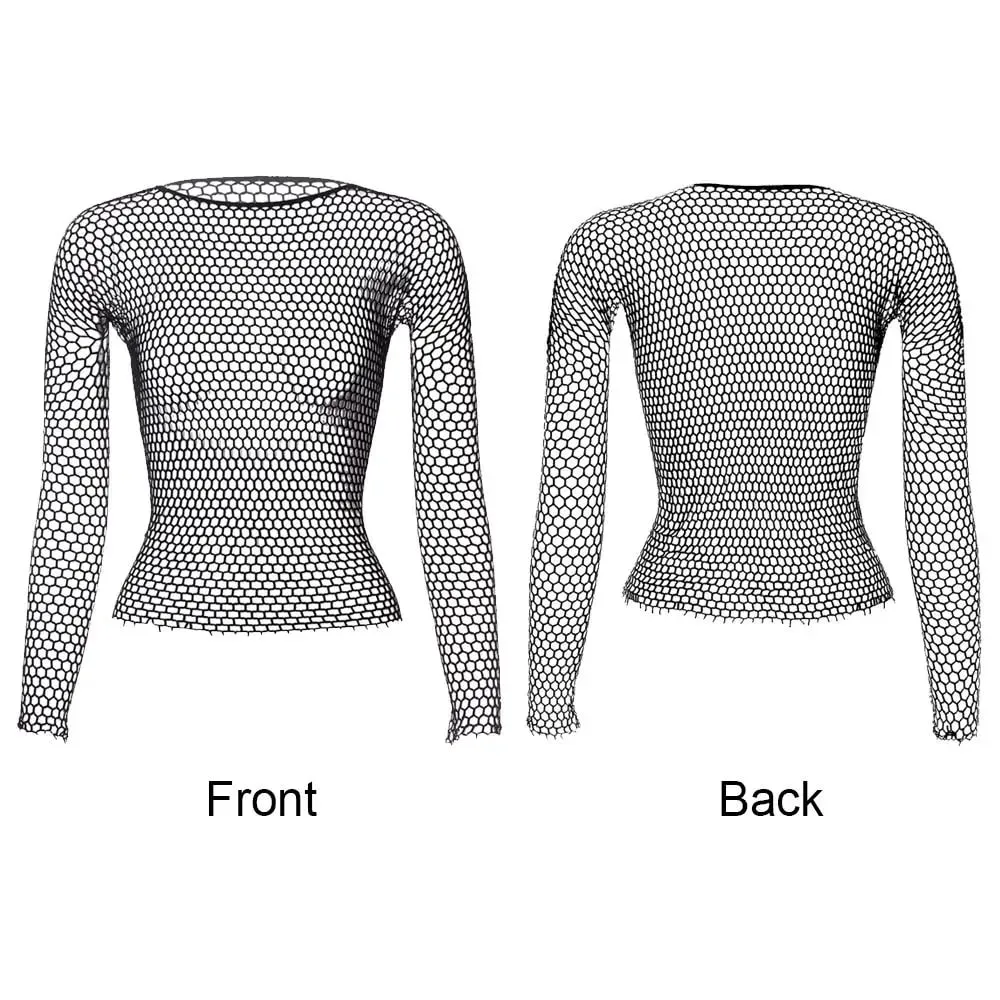 Women Sexy Lingerie Costumes Bodystocking Night Dress Nightwear Hollow Out Fishnet Long Sleeve Tops Base Tanks Underwear — image 6