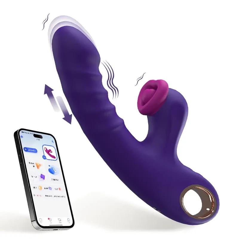 Spinta vibratore vibratore massaggiatore vaginale stimolatore clitorideo controllo APP 9 modalità telescopiche 9 sbattimento 2 in 1 giocattoli sessuali per donne