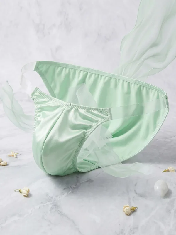 Raso di seta del ghiaccio come la biancheria intima da uomo Solido elasticizzato Slip a forcella alta Mutandine triangolari Custodia rigonfia Mutanda liscia e traspirante — image 15