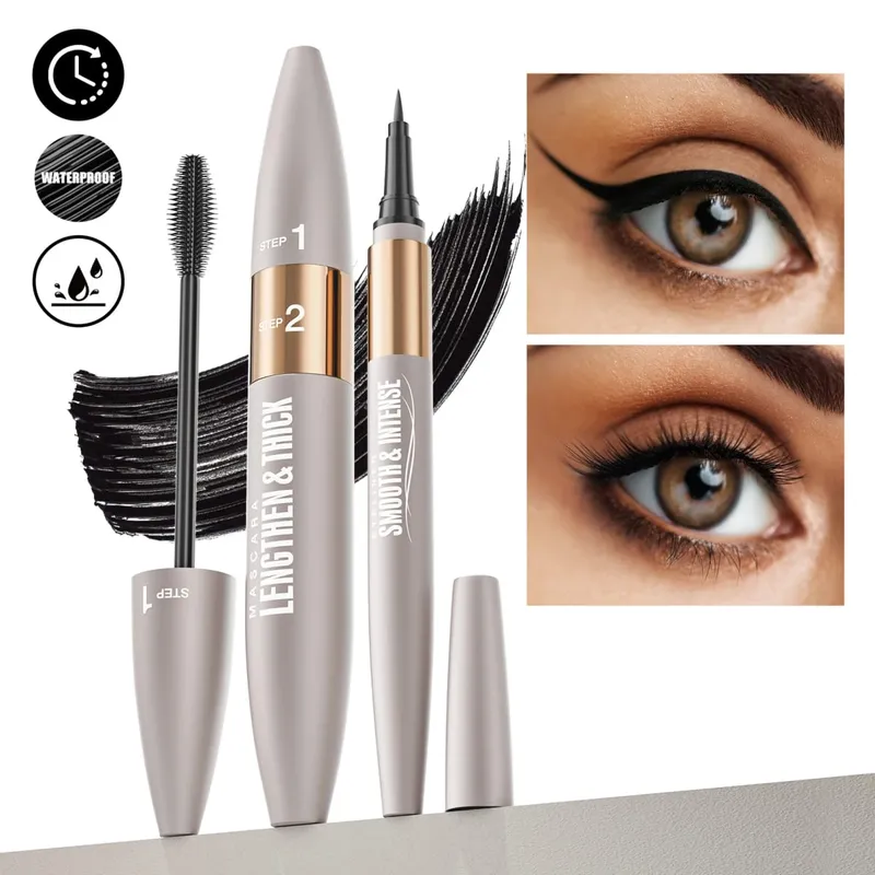 Eyeliner resistente all'acqua e al sudore, a prova di sbavature, mascara allungante e ispessente, set combinato mascara e eyeliner — image 5