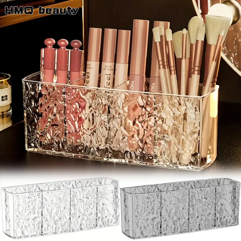 Boîte de rangement de maquillage cosmétique en acrylique à 4 trous, boîte de rangement transparente pour rouge à lèvres, pinceaux, crayon à sourcils, outils de maquillage de grande capacité — image 1