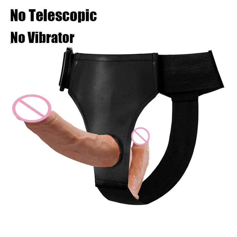 Consolador telescópico de doble cabeza con correa, vibrador, masajeador portátil realista, bragas artificiales para lesbianas, productos para adultos, juguete sexual — image 10