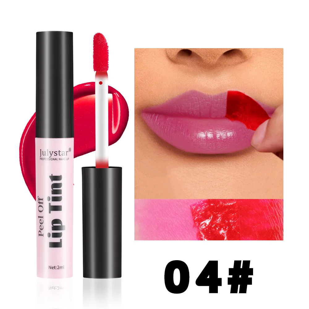 Julystar Peel Off Liquid ลิปสติก 6 สีกันน้ำ Lasting Matte Pink Lip Gloss Moisturizer Tear-off Lip Stain เครื่องสำอางค์แต่งหน้า — image 10